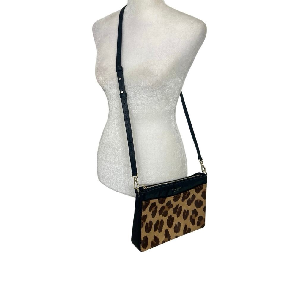 Kate Spade New York Margaux Medium Calf Hair Leather Leopard Print Crossbody - Picture 2 of 16